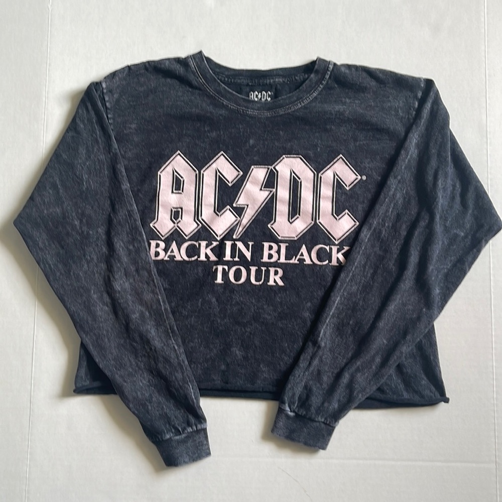 AC/DC Back in Black Tour Long Sleeve Crop Top Size S